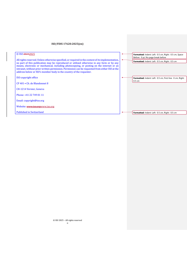 REDLINE ISO/FDIS 17620 - Biodiversity – Process for designing and implementing biodiversity net gain in development projects
Released:11. 06. 2025