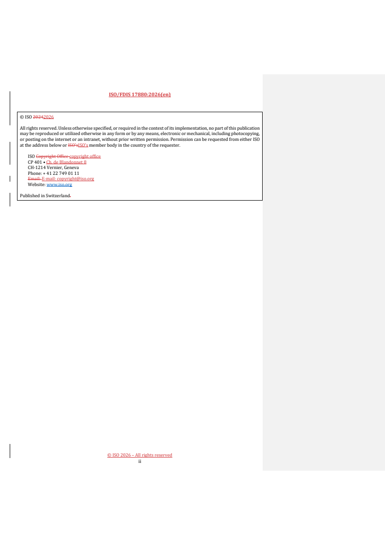 ISO/FDIS 17880 REDLINE ISO/FDIS 17880 - Cellular plastics — Self-supporting metal faced sandwich panels - Page 2 preview