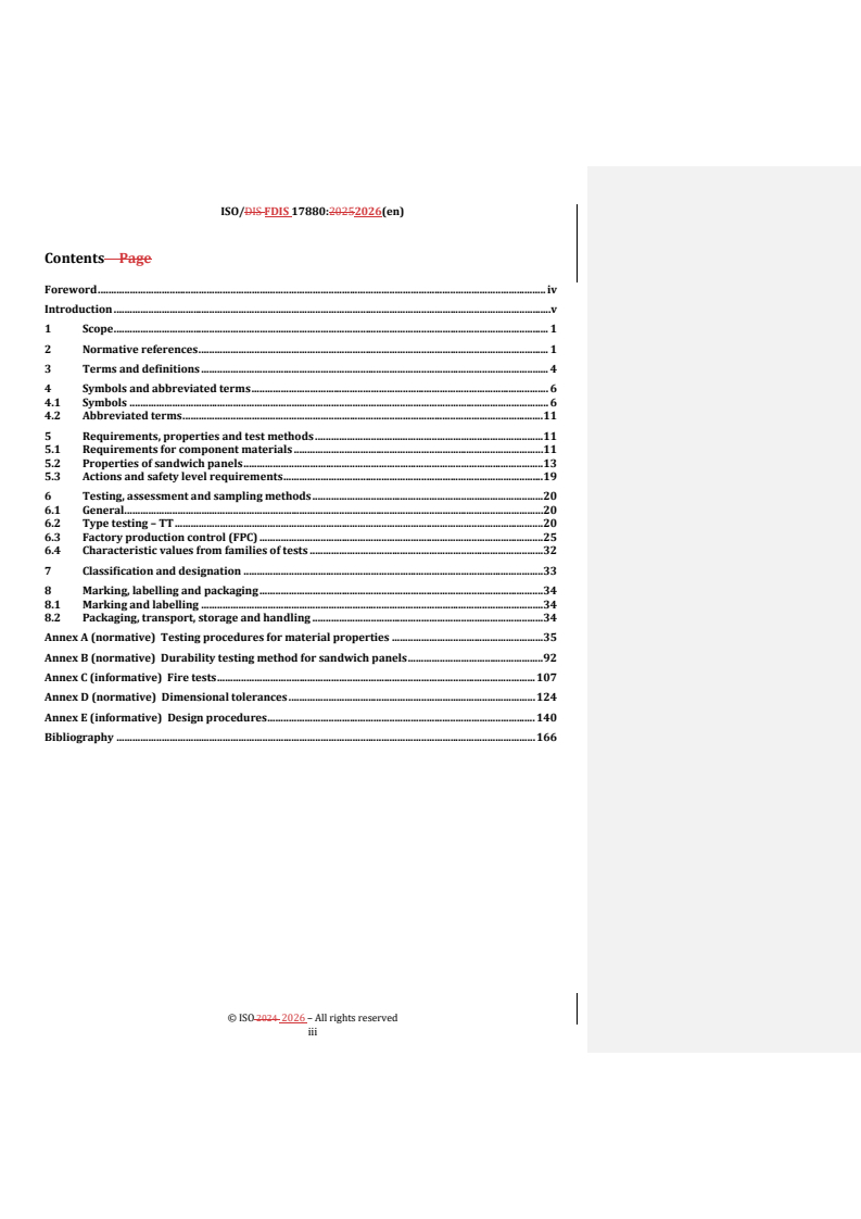 ISO/FDIS 17880 REDLINE ISO/FDIS 17880 - Cellular plastics — Self-supporting metal faced sandwich panels - Page 3 preview