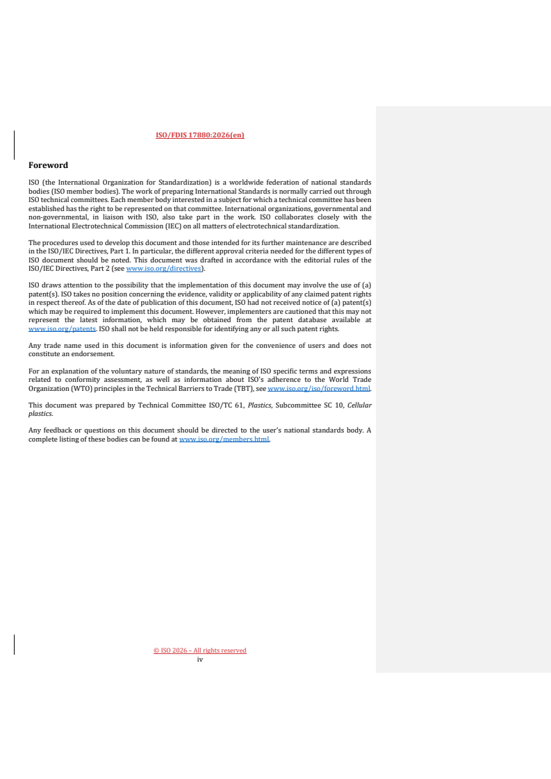 ISO/FDIS 17880 REDLINE ISO/FDIS 17880 - Cellular plastics — Self-supporting metal faced sandwich panels - Page 4 preview