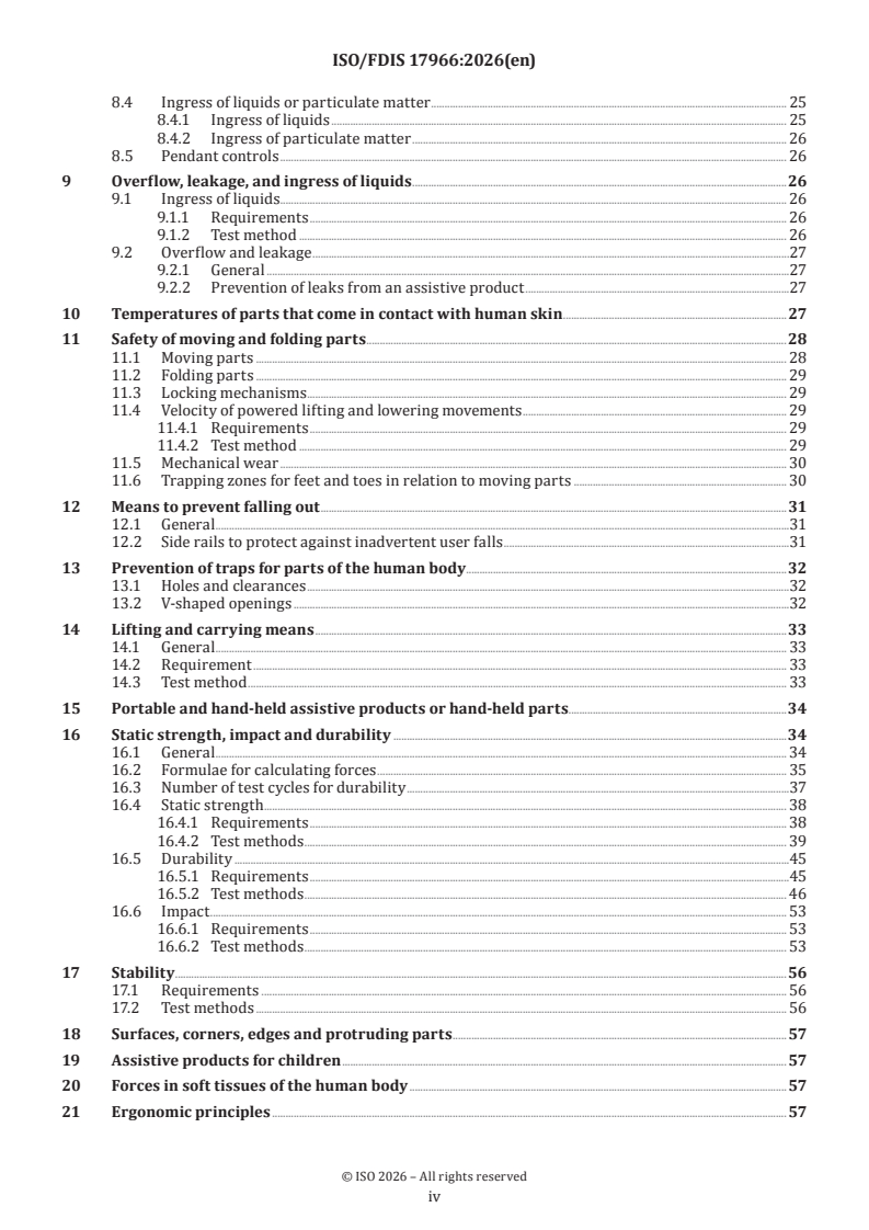 ISO/FDIS 17966 ISO/FDIS 17966 - Assistive products for toileting, bathing and showering — Requirements and test methods - Page 4 preview