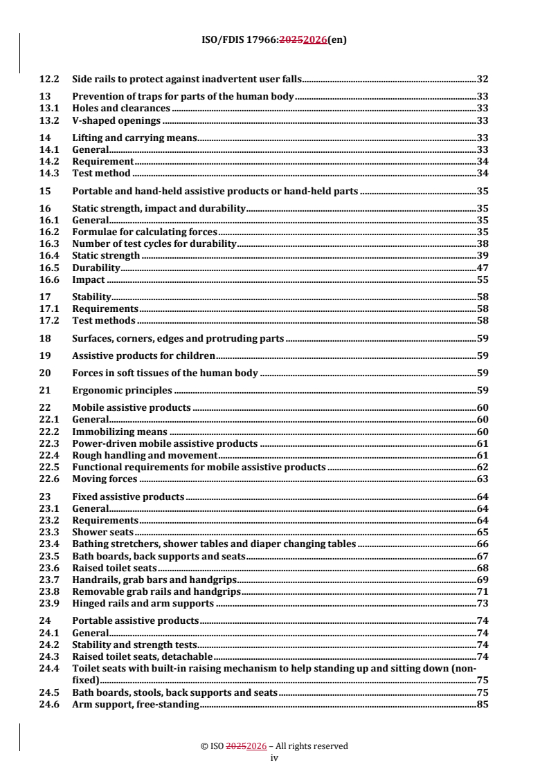 ISO/FDIS 17966 REDLINE ISO/FDIS 17966 - Assistive products for toileting, bathing and showering — Requirements and test methods - Page 4 preview