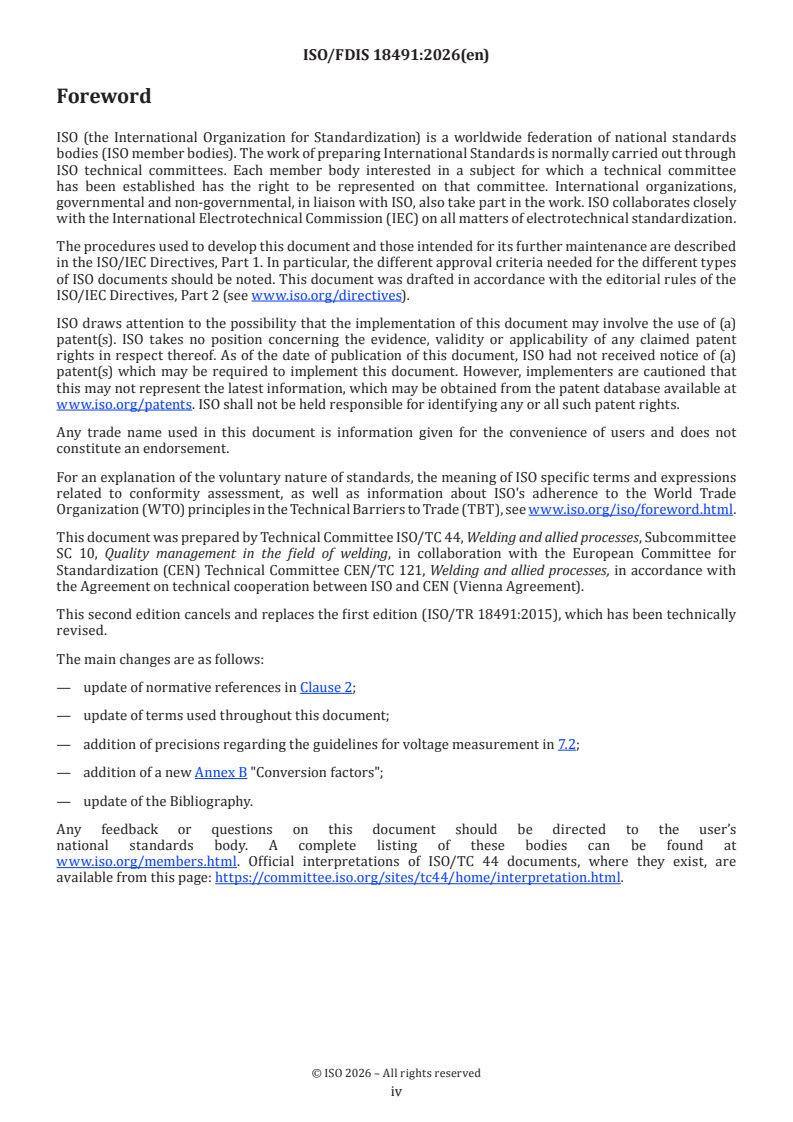 ISO/FDIS 18491 ISO/FDIS 18491 - Welding and allied processes — Measurement of arc energies - Page 4 preview