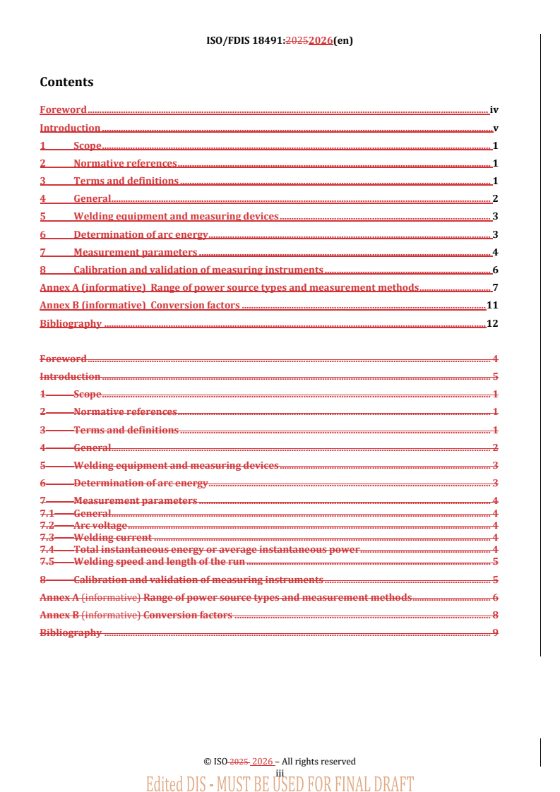 ISO/FDIS 18491 REDLINE ISO/FDIS 18491 - Welding and allied processes — Measurement of arc energies - Page 3 preview