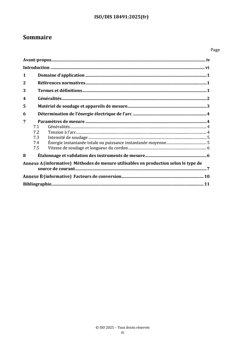 ISO/FDIS 18491 ISO/FDIS 18491 - Soudage et techniques connexes — Mesure des énergies de l'arc/22/2025 - Page 3 preview