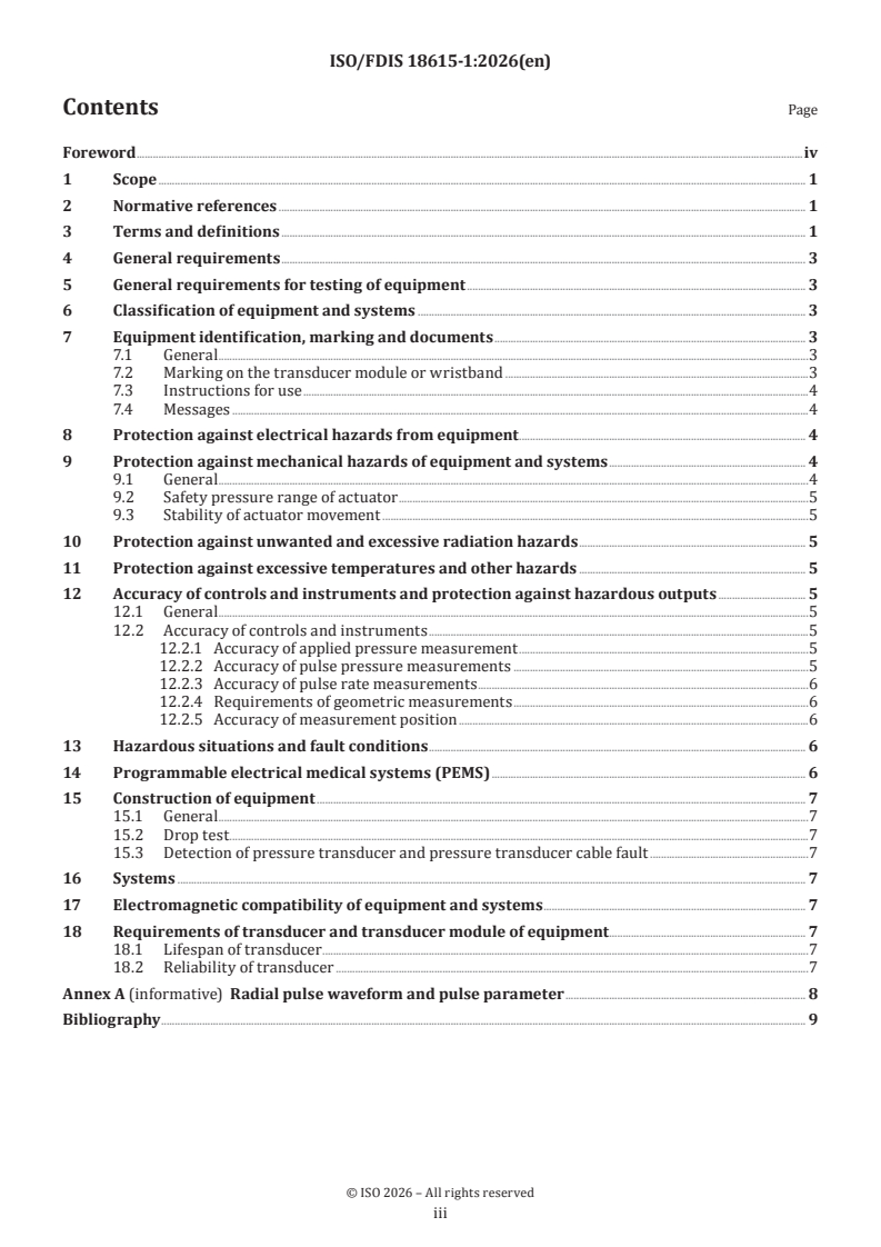 ISO/FDIS 18615-1 ISO/FDIS 18615-1 - Traditional Chinese medicine — Electric radial pulse tonometric devices — Part 1: General requirements - Page 3 preview