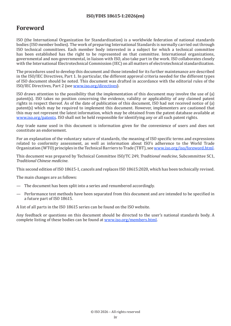 ISO/FDIS 18615-1 ISO/FDIS 18615-1 - Traditional Chinese medicine — Electric radial pulse tonometric devices — Part 1: General requirements - Page 4 preview
