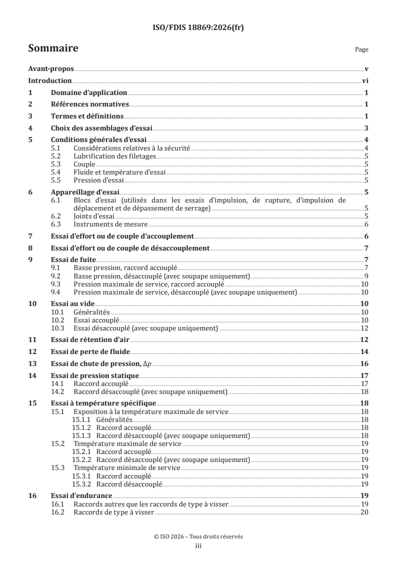 ISO/FDIS 18869 ISO/FDIS 18869 - Transmissions hydrauliques — Méthodes d'essai pour les raccords actionnés avec ou sans outils - Page 3 preview