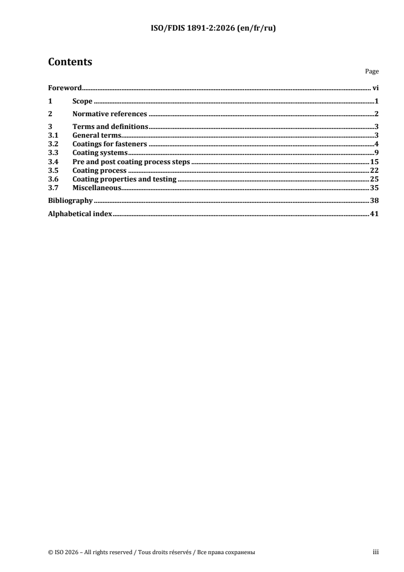 ISO/FDIS 1891-2 ISO/FDIS 1891-2 - Fasteners — Vocabulary — Part 2: Coatings - Page 3 preview