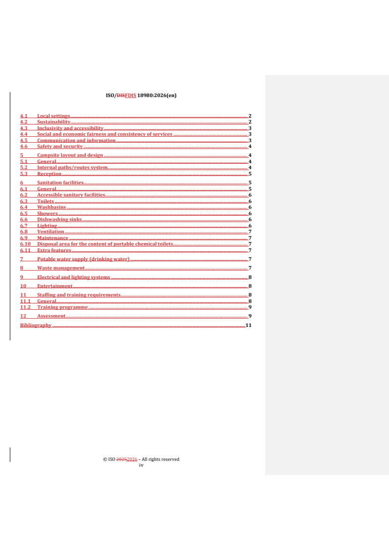 ISO 18980 REDLINE ISO/FDIS 18980 - Tourism and related services — Camping tourism — Requirements and recommendations for campsite facilities and services - Page 4 preview