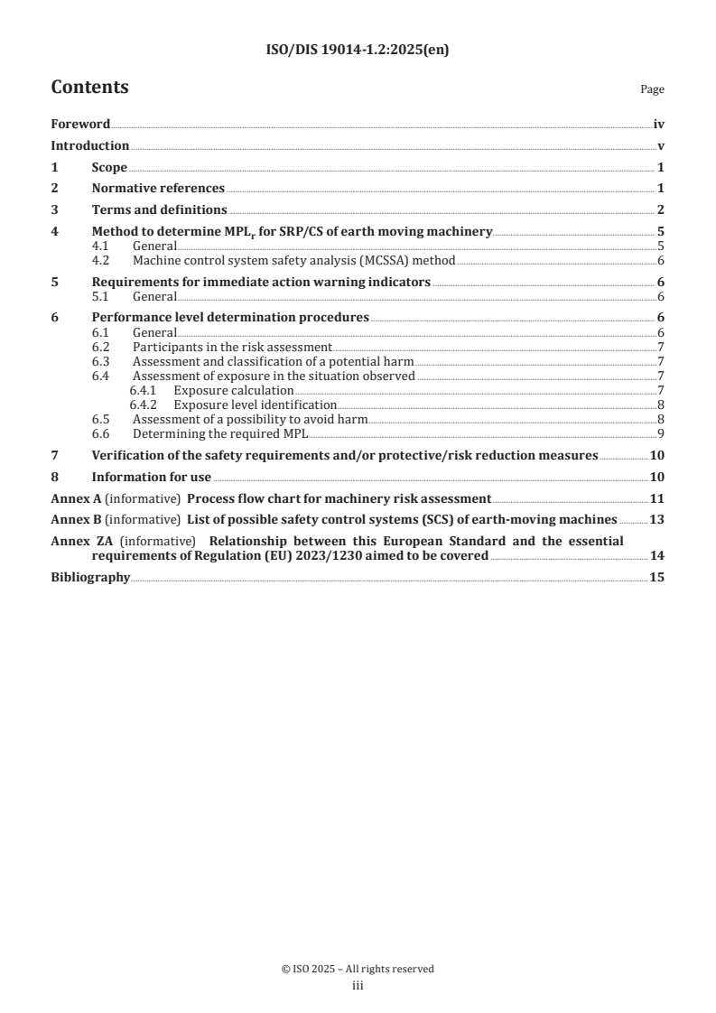 ISO/FDIS 19014-1 ISO/FDIS 19014-1 - Earth-moving machinery — Functional safety — Part 1: Methodology to determine safety-related parts of the control system and performance requirements/31/2025 - Page 3 preview