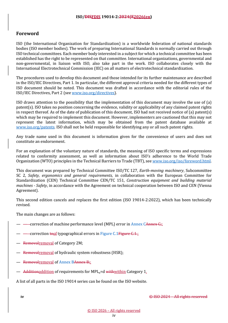 ISO/FDIS 19014-2 REDLINE ISO/FDIS 19014-2 - Earth-moving machinery — Functional safety — Part 2: Design and evaluation of hardware and architecture requirements for safety-related parts of the control system - Page 4 preview