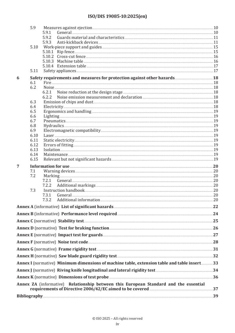 ISO/FDIS 19085-10 ISO/FDIS 19085-10 - Woodworking machines — Safety — Part 10: Building site saws (contractor saws)/20/2024 - Page 4 preview