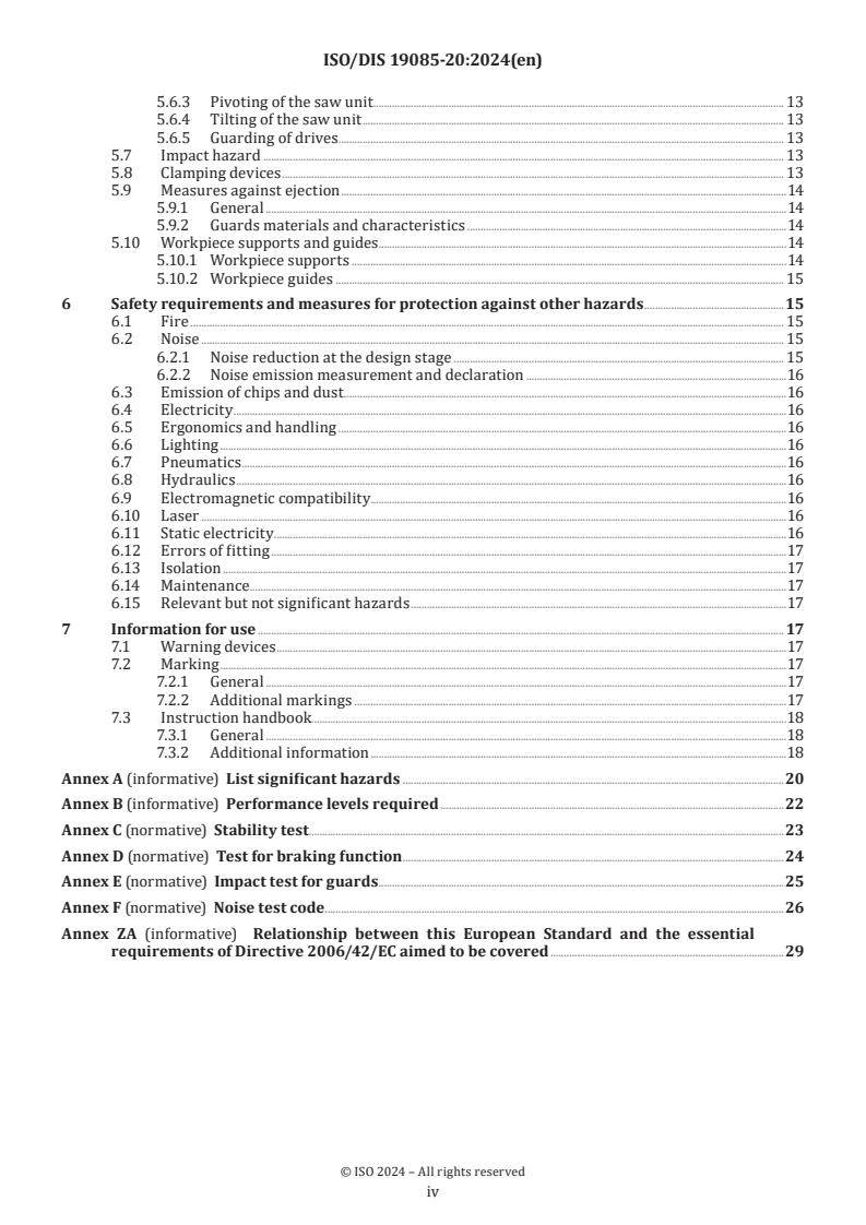 ISO/FDIS 19085-20 ISO/FDIS 19085-20 - Woodworking machines — Safety — Part 20: Horizontal cutting cross-cut sawing machines with one saw unit (radial arm saws)/16/2024 - Page 4 preview