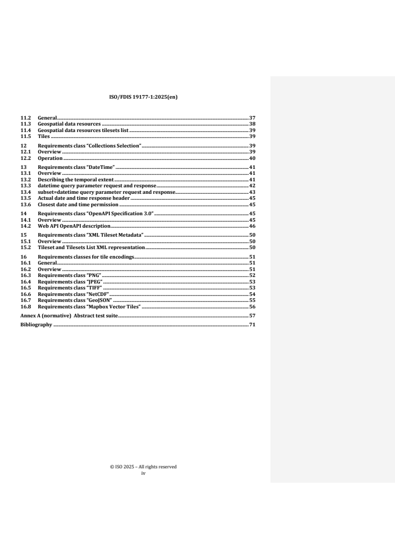 ISO 19177-1 REDLINE ISO/FDIS 19177-1 - Geographic information — Geospatial application programming interface (API) for tiles — Part 1: Core
Released:10/8/2025 - Page 4 preview