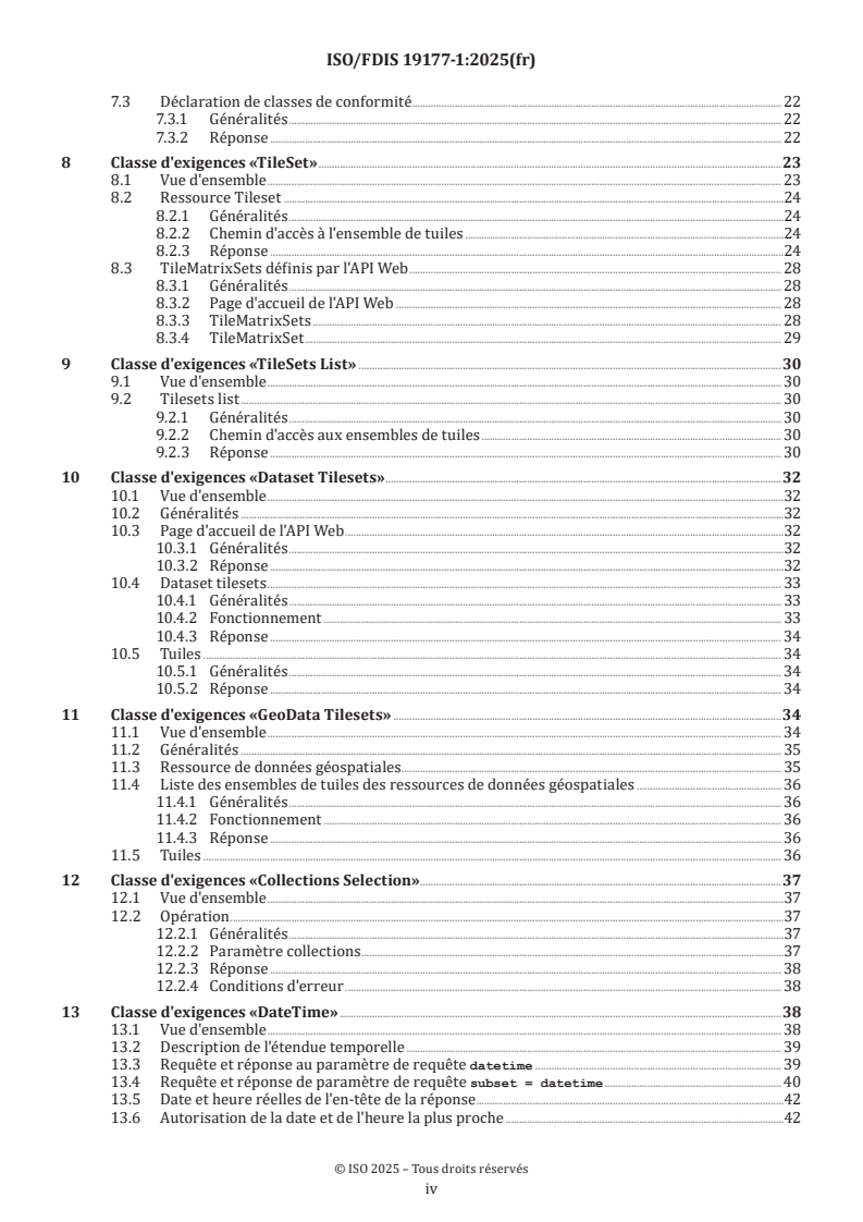 ISO 19177-1 ISO/FDIS 19177-1 - Information géographique — Interface de programmation d'application (API) géospatiale pour les tuiles — Partie 1: Profil-minimal
Released:15. 11. 2025 - Page 4 preview