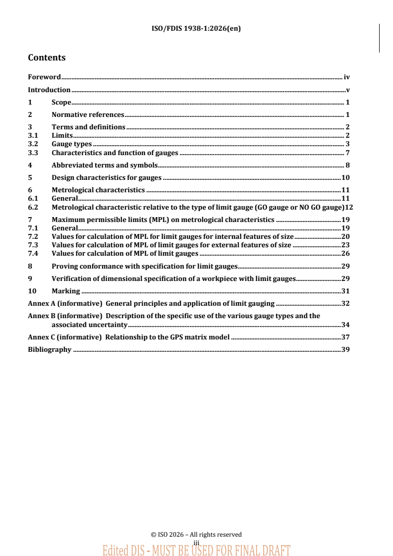 ISO/FDIS 1938-1 REDLINE ISO/FDIS 1938-1 - Geometrical product specifications (GPS) — Dimensional measuring equipment — Part 1: Plain limit gauges of linear size
Released:5. 02. 2026 - Page 3 preview
