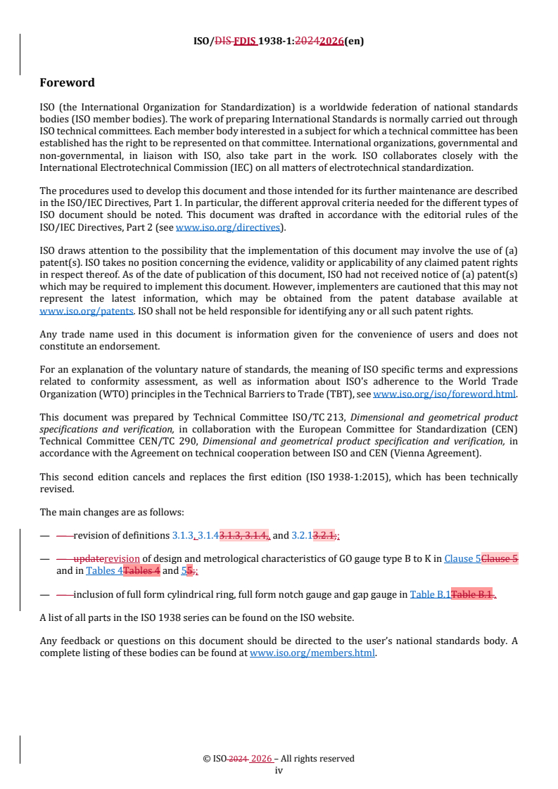 ISO/FDIS 1938-1 REDLINE ISO/FDIS 1938-1 - Geometrical product specifications (GPS) — Dimensional measuring equipment — Part 1: Plain limit gauges of linear size
Released:5. 02. 2026 - Page 4 preview