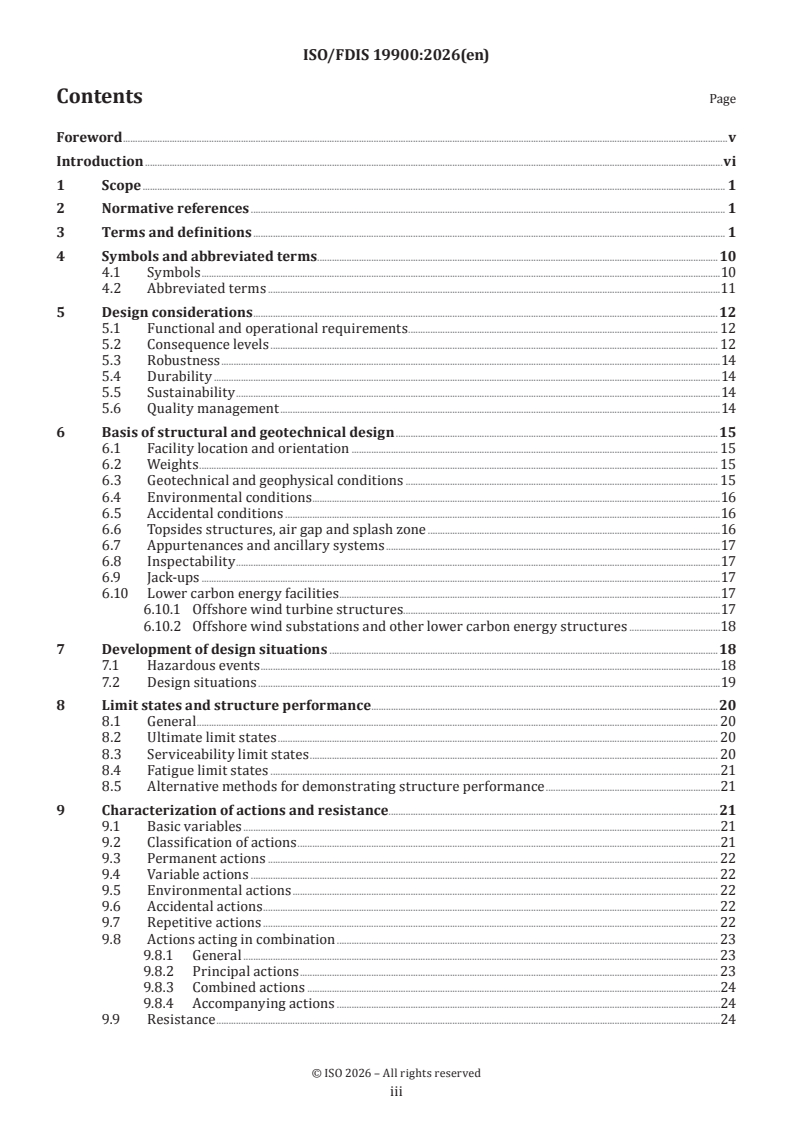 ISO/FDIS 19900 ISO/FDIS 19900 - General requirements for offshore structures - Page 3 preview