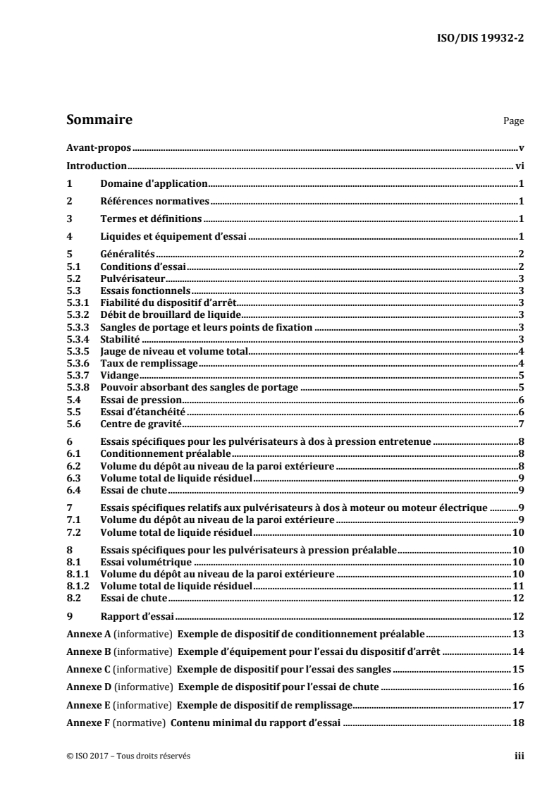 ISO/FDIS 19932-2 ISO/FDIS 19932-2 - Matériel de protection des cultures — Pulvérisateurs à dos — Partie 2: Méthodes d'essai/13/2017 - Page 3 preview