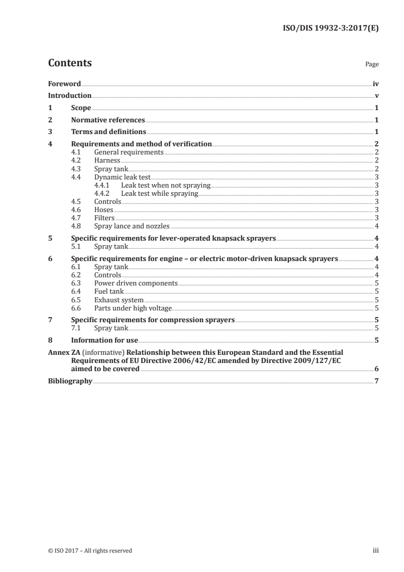 ISO/FDIS 19932-3 ISO/FDIS 19932-3 - Equipment for crop protection — Knapsack sprayers — Part 3: Inspection of knapsack sprayers in use/30/2017 - Page 3 preview