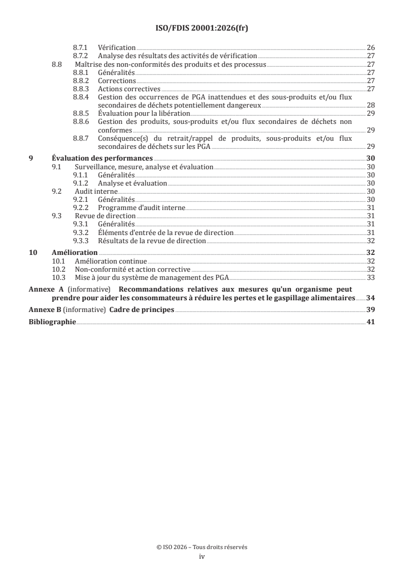 ISO 20001 ISO/FDIS 20001 - Système de management des pertes et du gaspillage alimentaires — Exigences relatives à la prévention et à la réduction des pertes et du gaspillage alimentaires dans l'ensemble de la chaîne d'approvisionnement alimentaire - Page 4 preview