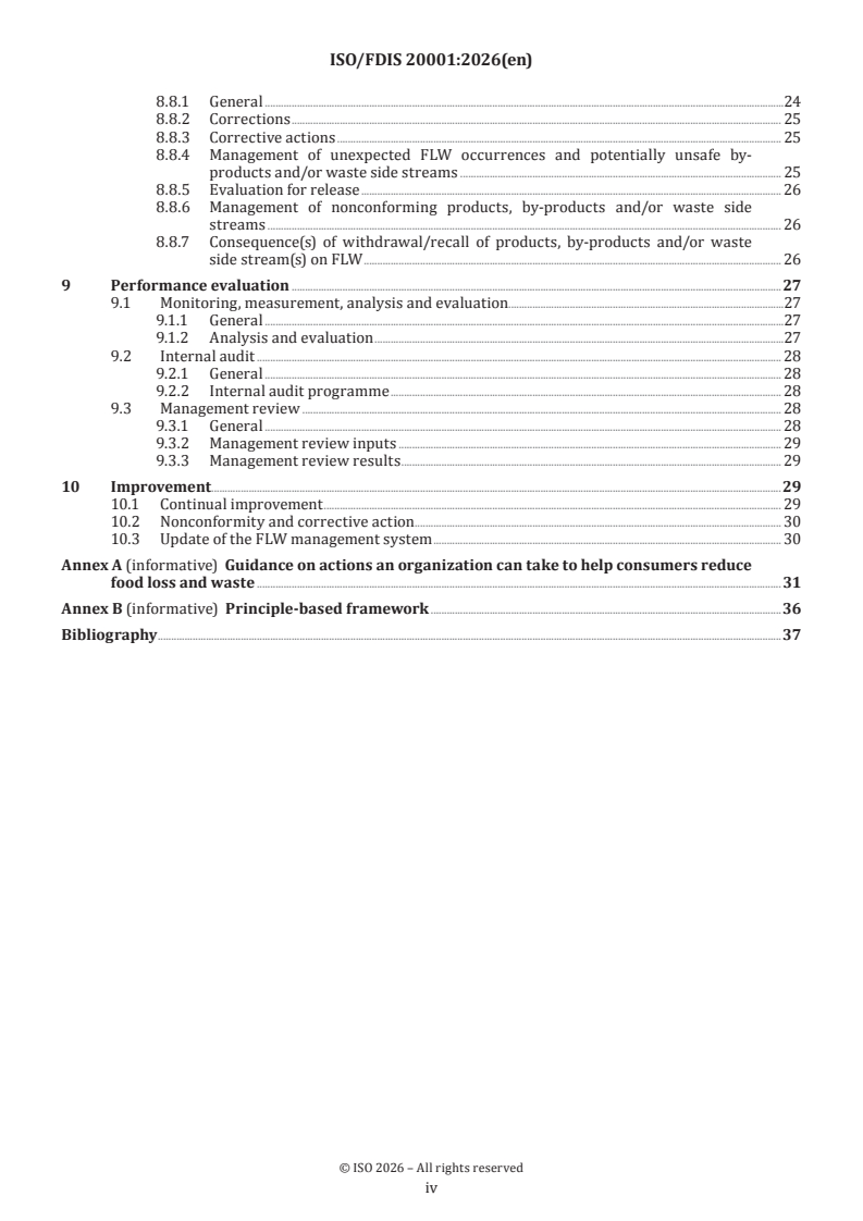 ISO 20001 ISO/FDIS 20001 - Food loss and waste management system — Requirements for the prevention and minimization of food loss and waste across the food supply chain - Page 4 preview