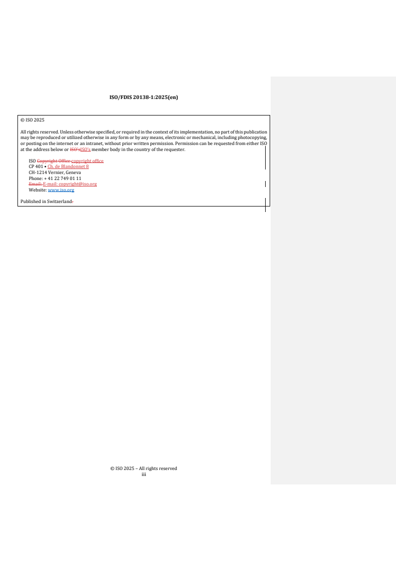 ISO 20138-1 REDLINE ISO/FDIS 20138-1 - Railway applications — Calculation of braking performance (stopping, slowing and stationary braking) — Part 1: General algorithms utilizing mean value calculation
Released:12. 09. 2025 - Page 3 preview