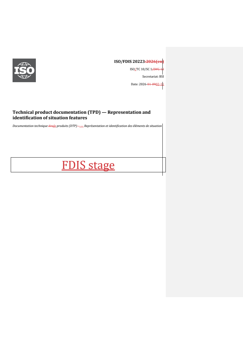 ISO 20223 - Technical Product Documentation of Situation Features