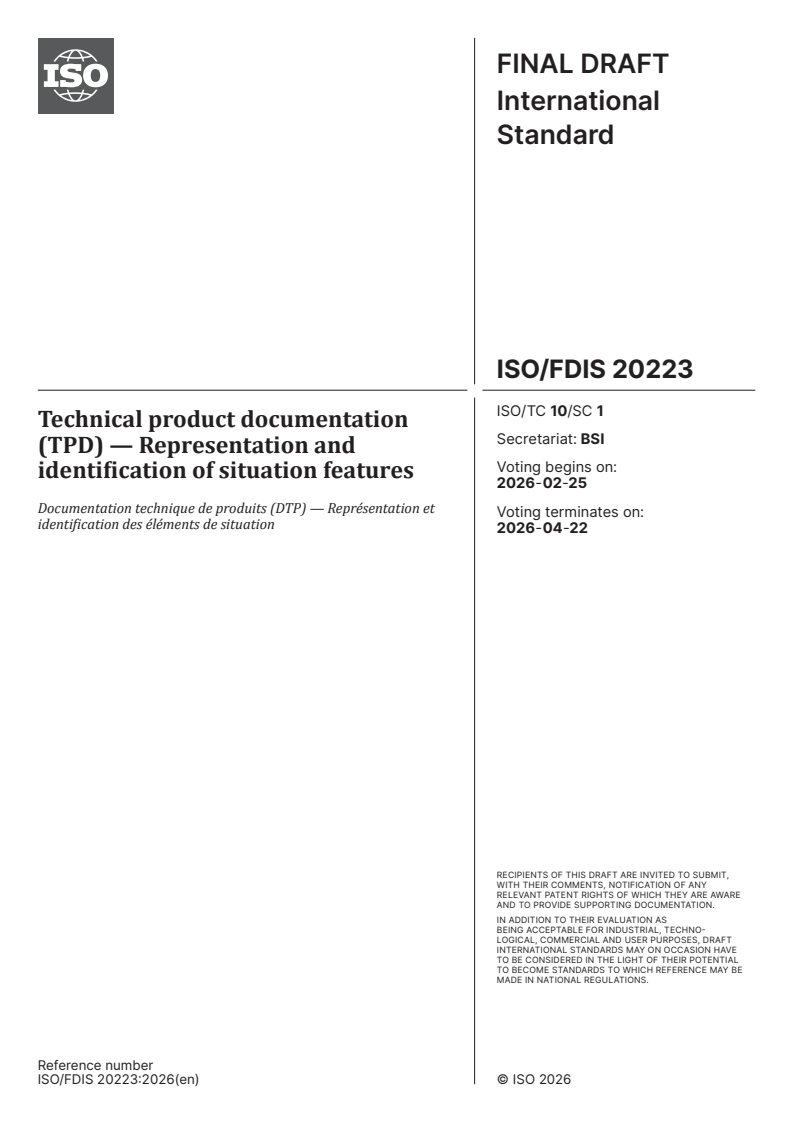 ISO 20223 - Technical Product Documentation of Situation Features