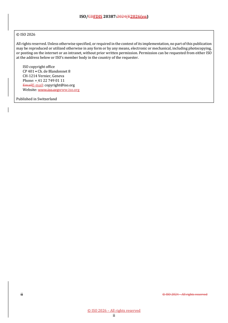 ISO/FDIS 20387 REDLINE ISO/FDIS 20387 - Biotechnology — Biobanking — General requirements for biobanks - Page 2 preview