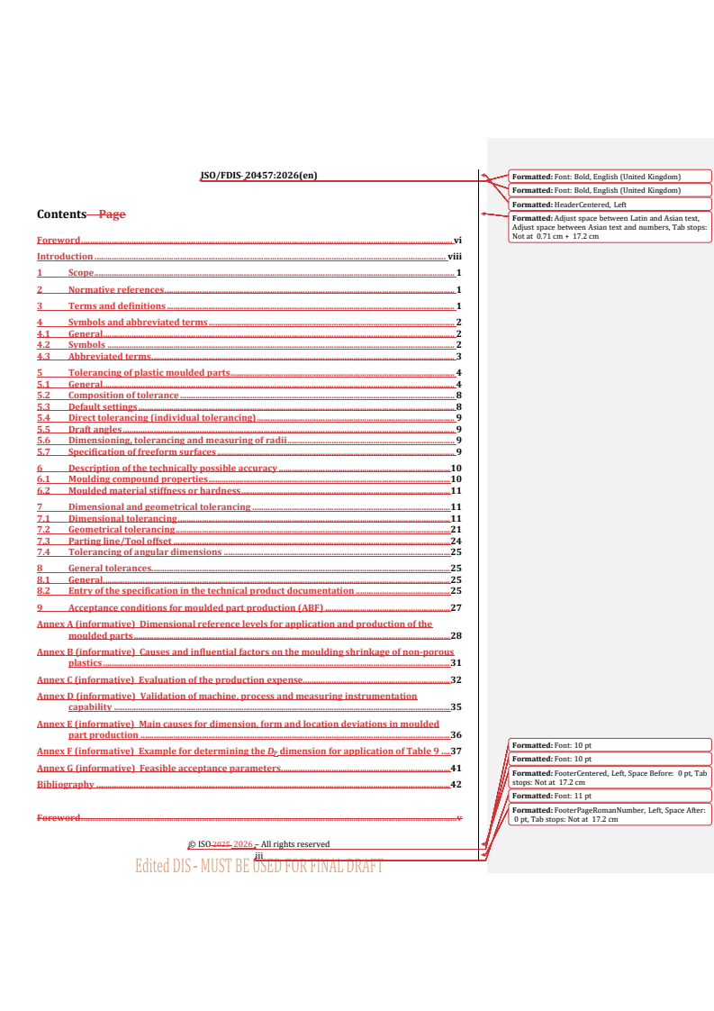 ISO 20457 REDLINE ISO/FDIS 20457 - Plastics moulded parts — Tolerances and acceptance conditions - Page 3 preview