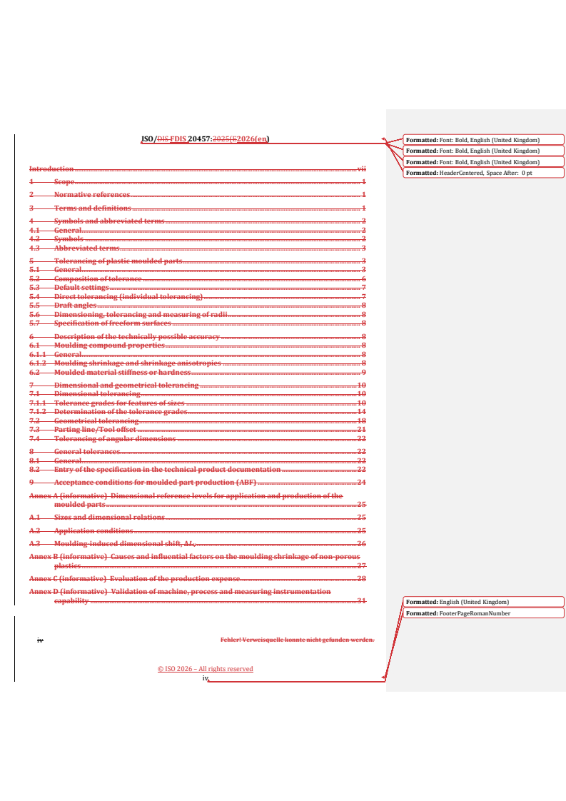 ISO 20457 REDLINE ISO/FDIS 20457 - Plastics moulded parts — Tolerances and acceptance conditions - Page 4 preview