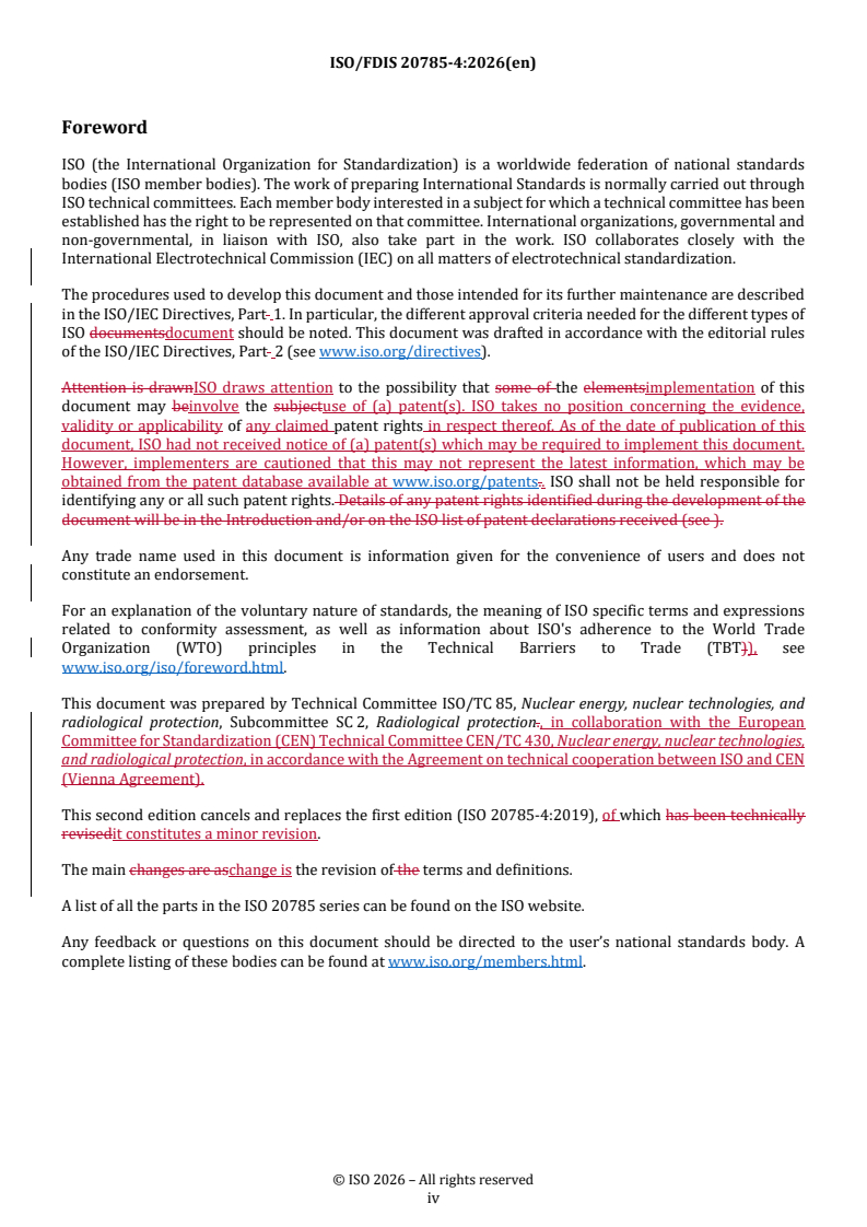 ISO/FDIS 20785-4 REDLINE ISO/FDIS 20785-4 - Dosimetry for exposures to cosmic radiation in civilian aircraft — Part 4: Validation of codes - Page 4 preview