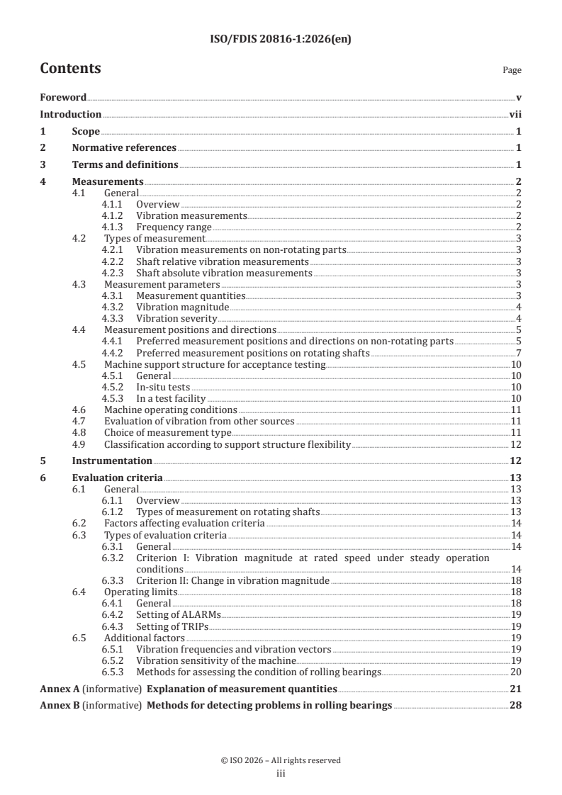 ISO/FDIS 20816-1 ISO/FDIS 20816-1 - Mechanical vibration — Measurement and evaluation of machine vibration — Part 1: General guidelines - Page 3 preview
