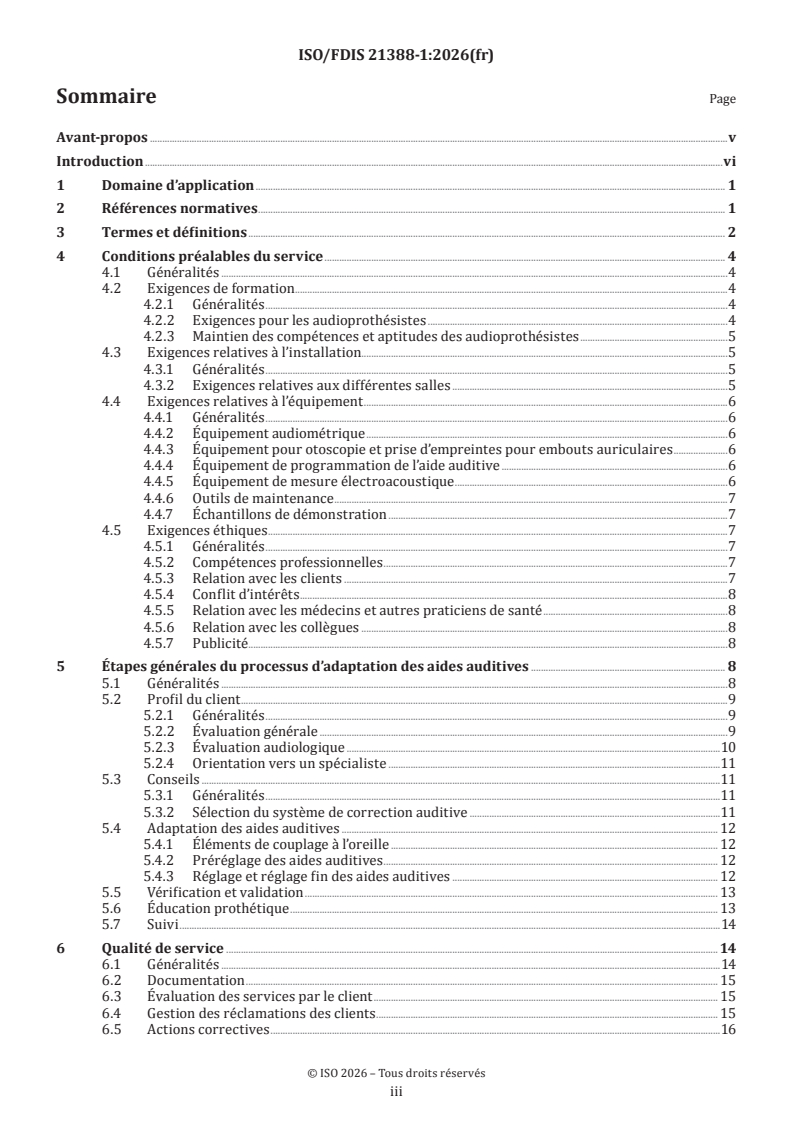 ISO/FDIS 21388-1 ISO/FDIS 21388-1 - Acoustique — Processus d’adaptation des aides auditives — Partie 1: Processus général - Page 3 preview