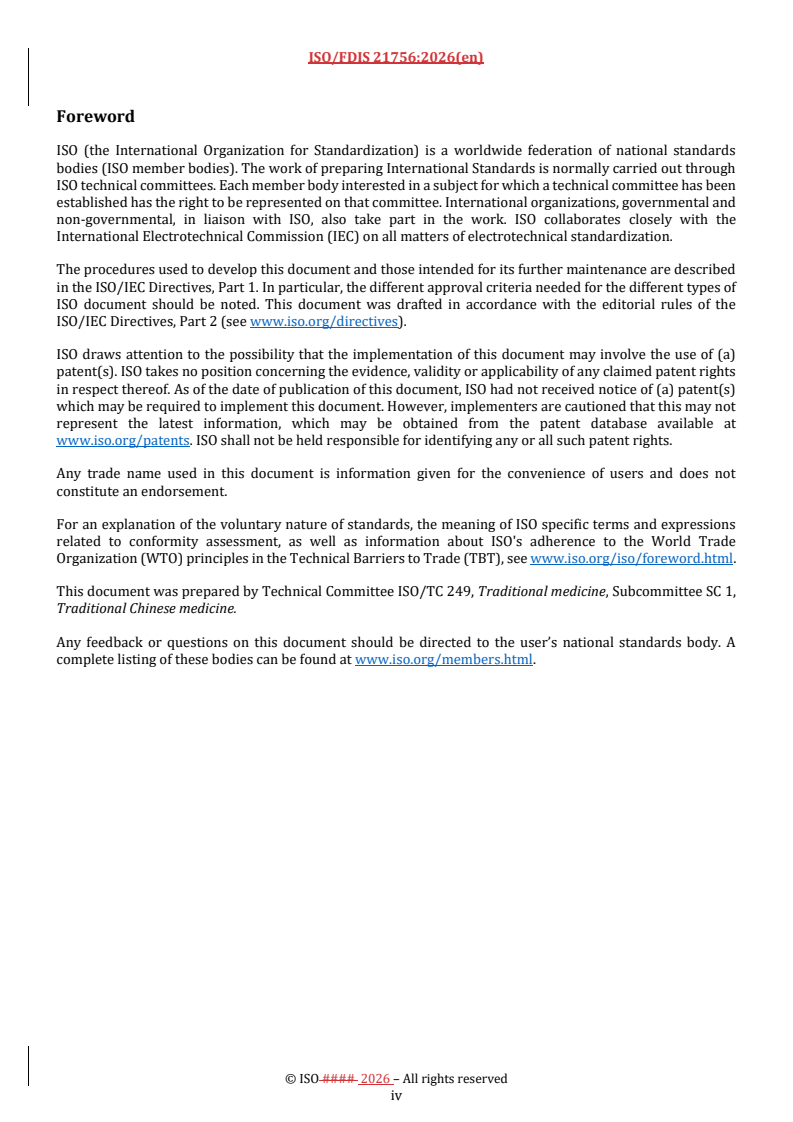 ISO 21756 REDLINE ISO/FDIS 21756 - Traditional Chinese medicine — Salvia miltiorrhiza root and rhizome aqueous extract granules - Page 4 preview
