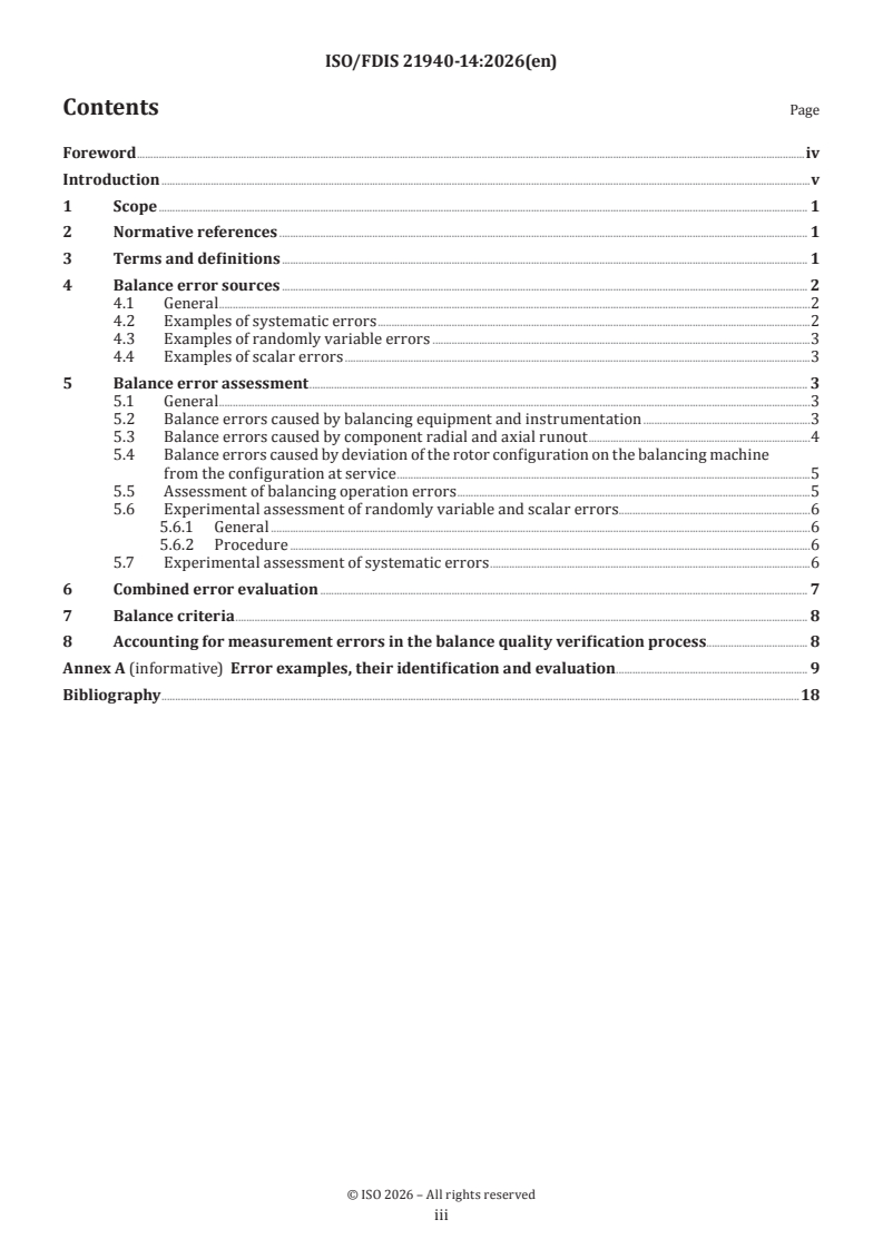 ISO 21940-14 ISO/FDIS 21940-14 - Mechanical vibration — Rotor balancing — Part 14: Procedures for assessing balance errors - Page 3 preview