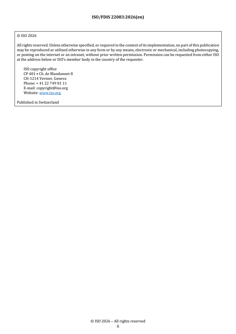 ISO/FDIS 22083 REDLINE ISO/FDIS 22083 - Railway applications — General and basic requirements for planning railway operation in the event of predictable natural hazards - Page 2 preview
