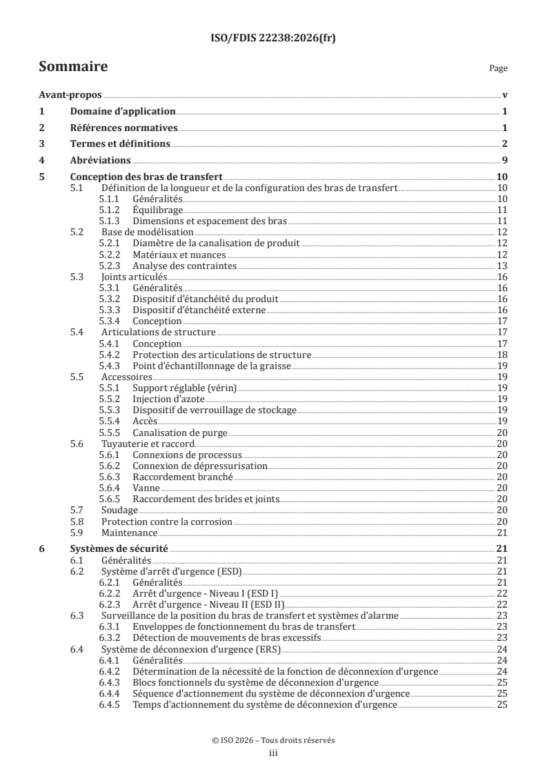ISO/FDIS 22238 ISO/FDIS 22238 - Conception, construction et essais de bras de transfert marins de gaz naturel à haute pression - Page 3 preview