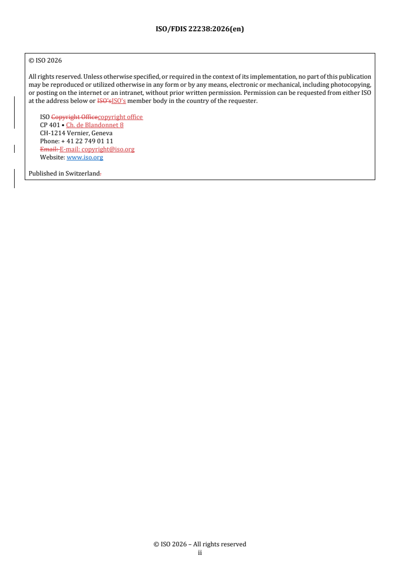 ISO/FDIS 22238 REDLINE ISO/FDIS 22238 - Design, construction and testing of high-pressure natural gas marine transfer arms - Page 2 preview
