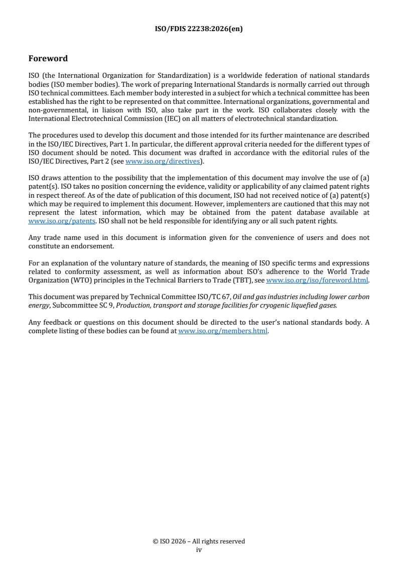 ISO/FDIS 22238 REDLINE ISO/FDIS 22238 - Design, construction and testing of high-pressure natural gas marine transfer arms - Page 4 preview