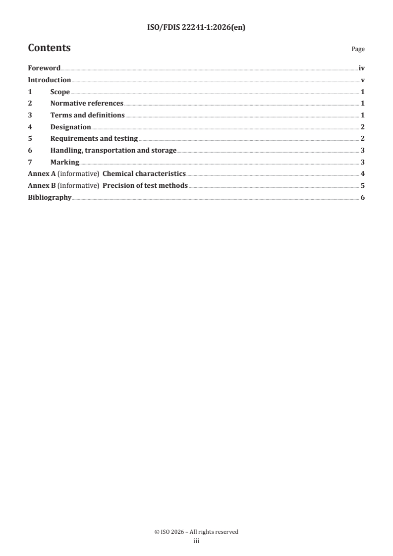 ISO 22241-1 ISO/FDIS 22241-1 - Diesel engines — NOx reduction agent AUS 32 — Part 1: Quality requirements - Page 3 preview