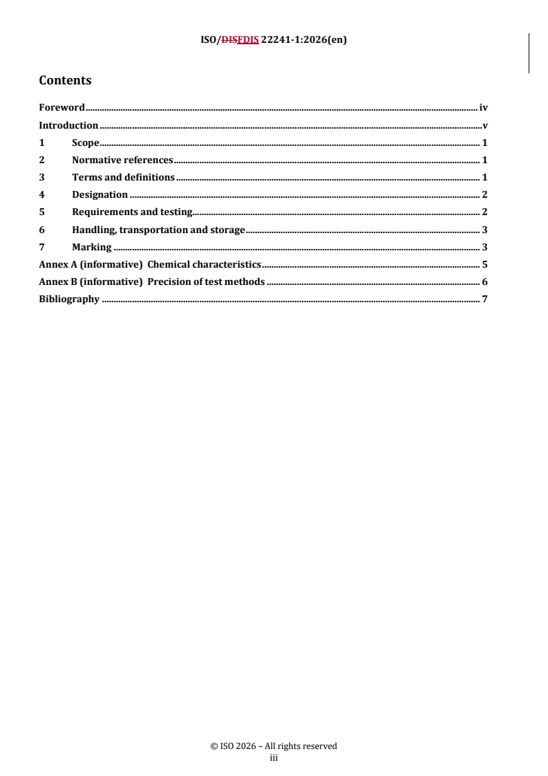 ISO 22241-1 REDLINE ISO/FDIS 22241-1 - Diesel engines — NOx reduction agent AUS 32 — Part 1: Quality requirements - Page 3 preview