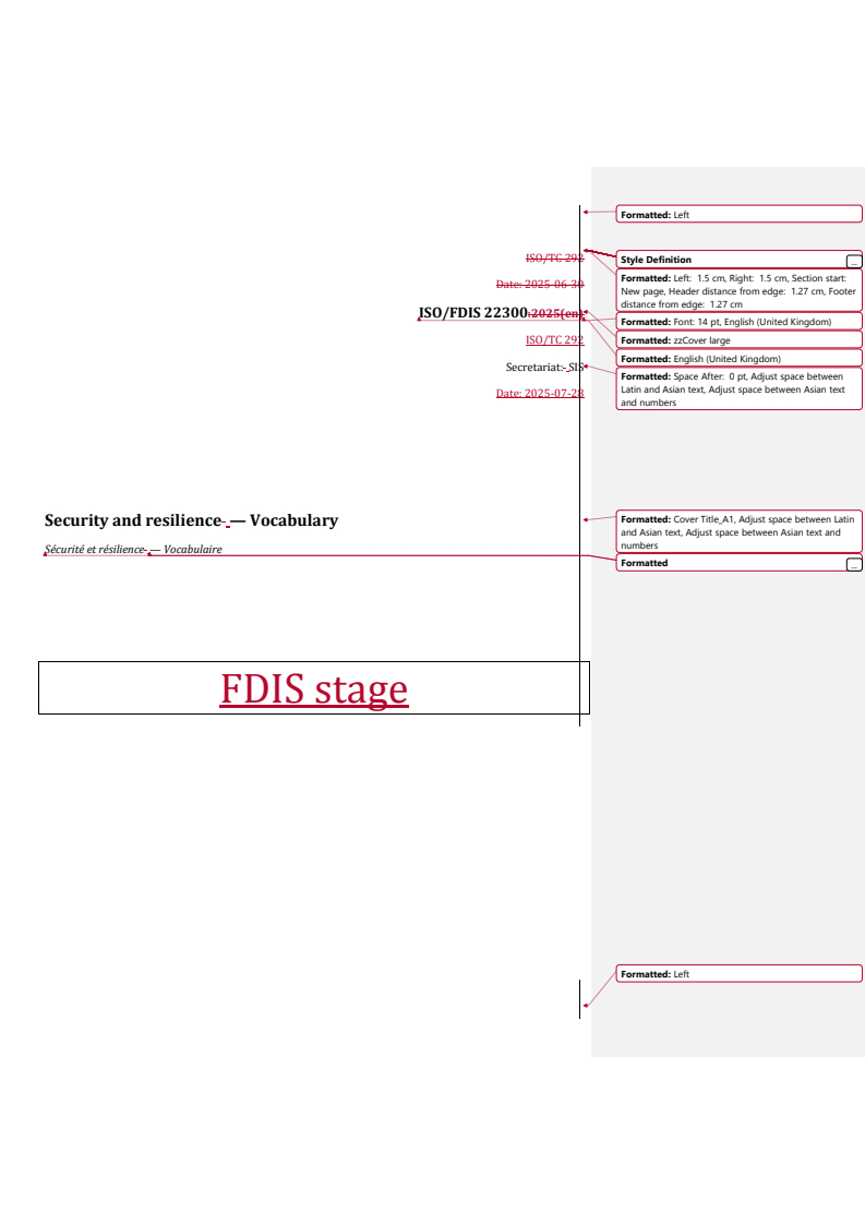 REDLINE ISO/FDIS 22300 - Security and resilience — Vocabulary
Released:28. 07. 2025