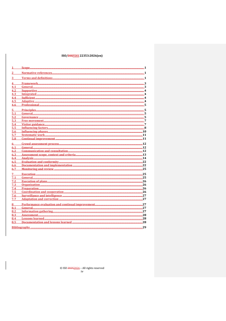 ISO/FDIS 22353 REDLINE ISO/FDIS 22353 - Security and resilience — Guidelines for crowd management - Page 4 preview