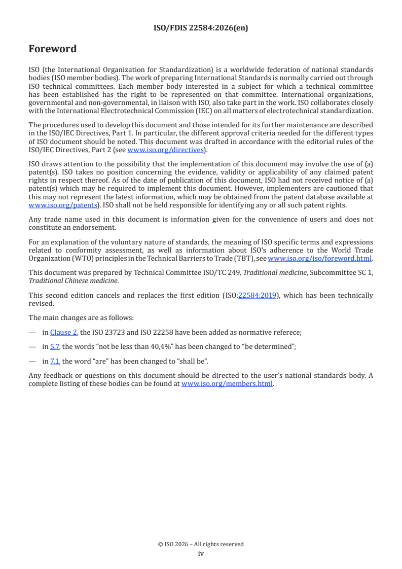 ISO/FDIS 22584 ISO/FDIS 22584 - Traditional Chinese medicine — Angelica sinensis root - Page 4 preview