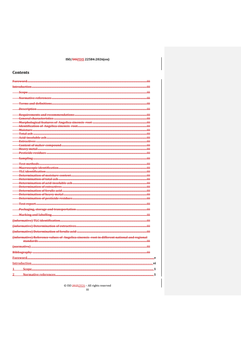 ISO/FDIS 22584 REDLINE ISO/FDIS 22584 - Traditional Chinese medicine — Angelica sinensis root - Page 3 preview