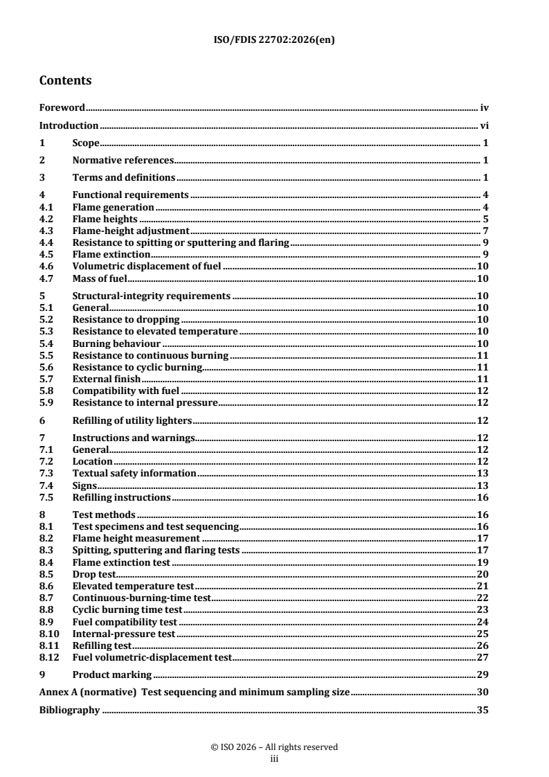 ISO/FDIS 22702 REDLINE ISO/FDIS 22702 - Utility lighters — Safety specifications - Page 3 preview