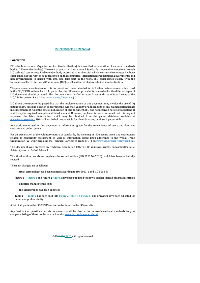 ISO/FDIS 22915-4 REDLINE ISO/FDIS 22915-4 - Industrial trucks — Verification of stability — Part 4: Pallet-stacking trucks, double-stackers and order-picking trucks with operator position elevating up to and including 1 200 mm lift height - Page 4 preview